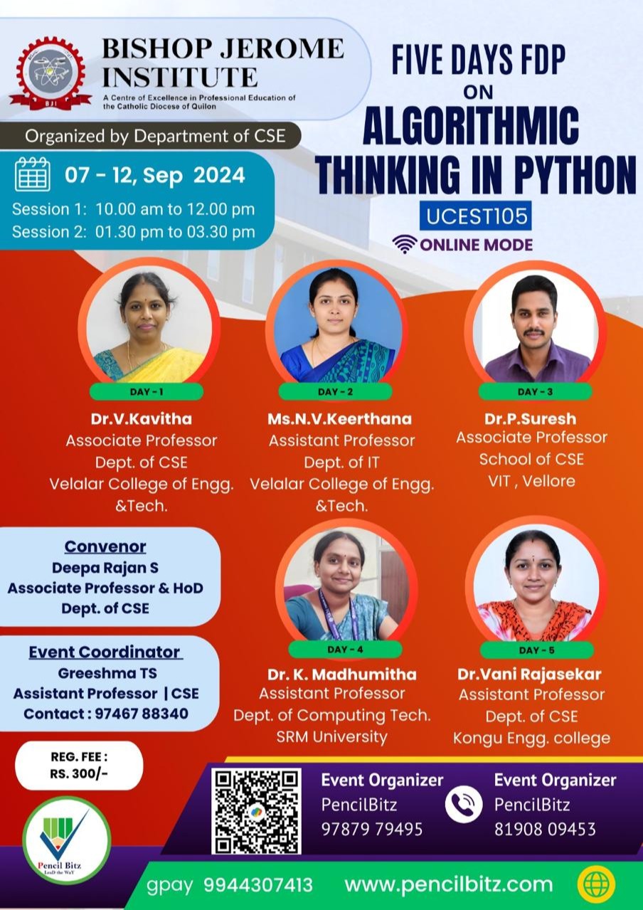 Five Days Faculty Development Program on Algorithmic thinking in Python UCESTI05