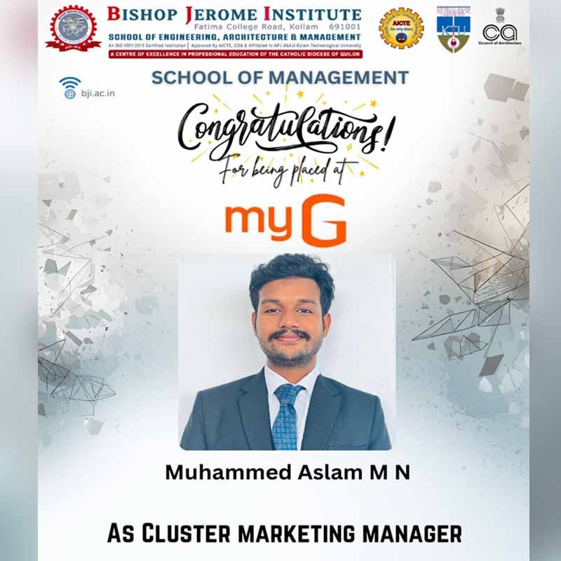 BJI Celebrates Success: Management Student Secured Placement at myG