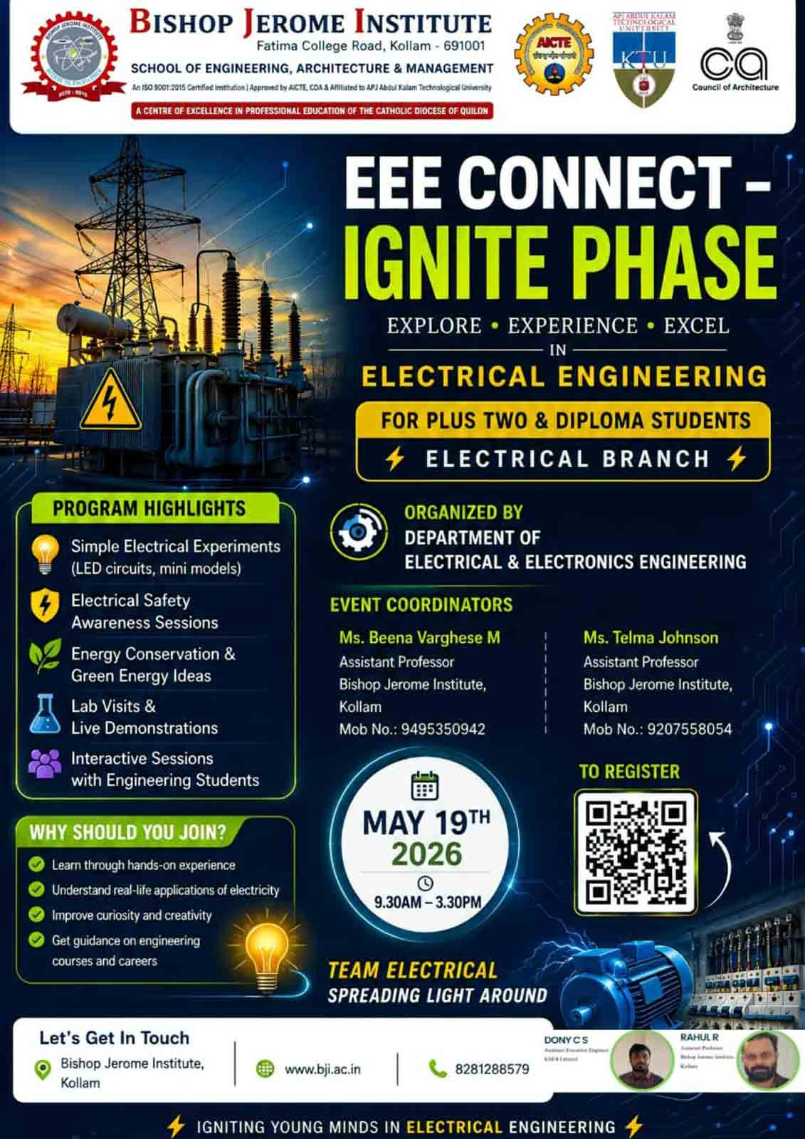 Igniting Young Minds: Bishop Jerome Institute Hosts -EEE Connect – Ignite Phase - for Aspiring Engineers