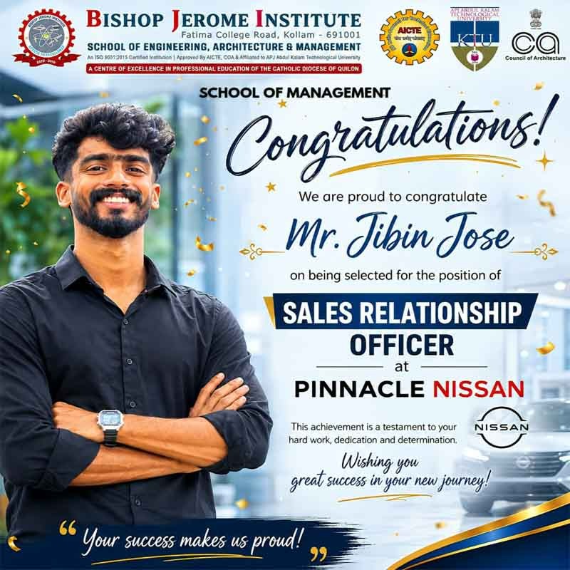 Celebrating Excellence: Mr. Jibin Jose’s Appointment at Pinnacle Nissan