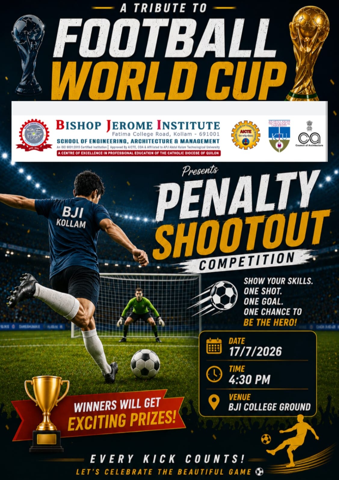Ultimate Penalty Shootout Competition at Bishop Jerome Institute (BJI), Kollam: A Tribute to the Football World Cup