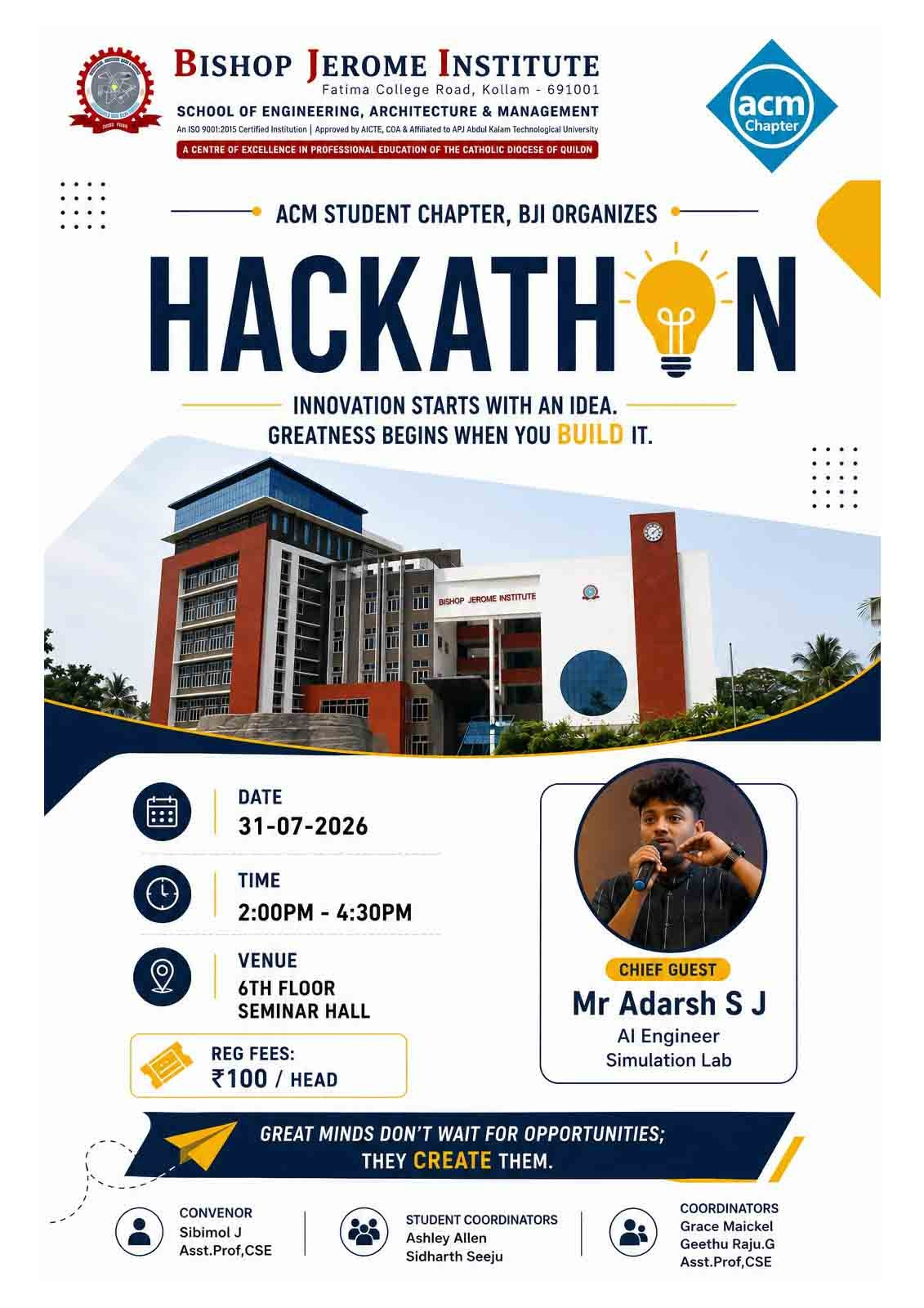 Innovation Starts with an Idea: ACM Student Chapter BJI Organizes Campus Hackathon