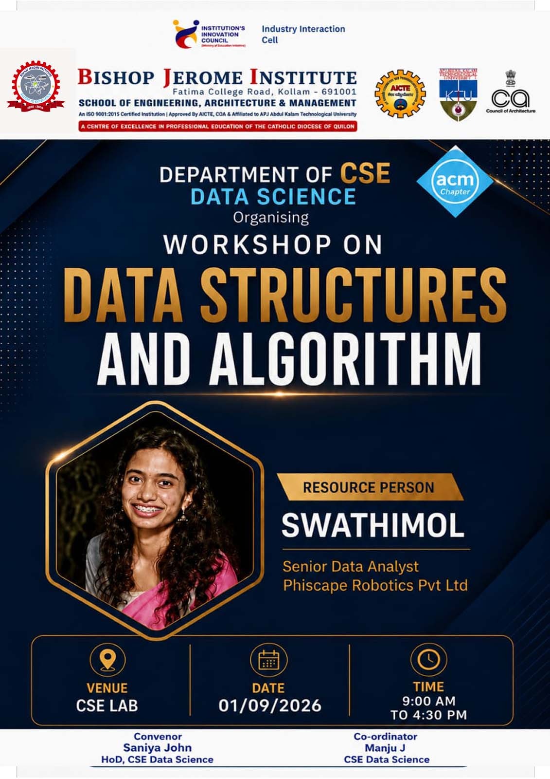 Hands-On Workshop on Data Structures and Algorithms by The Department of Computer Science & Engineering | BJI Kollam