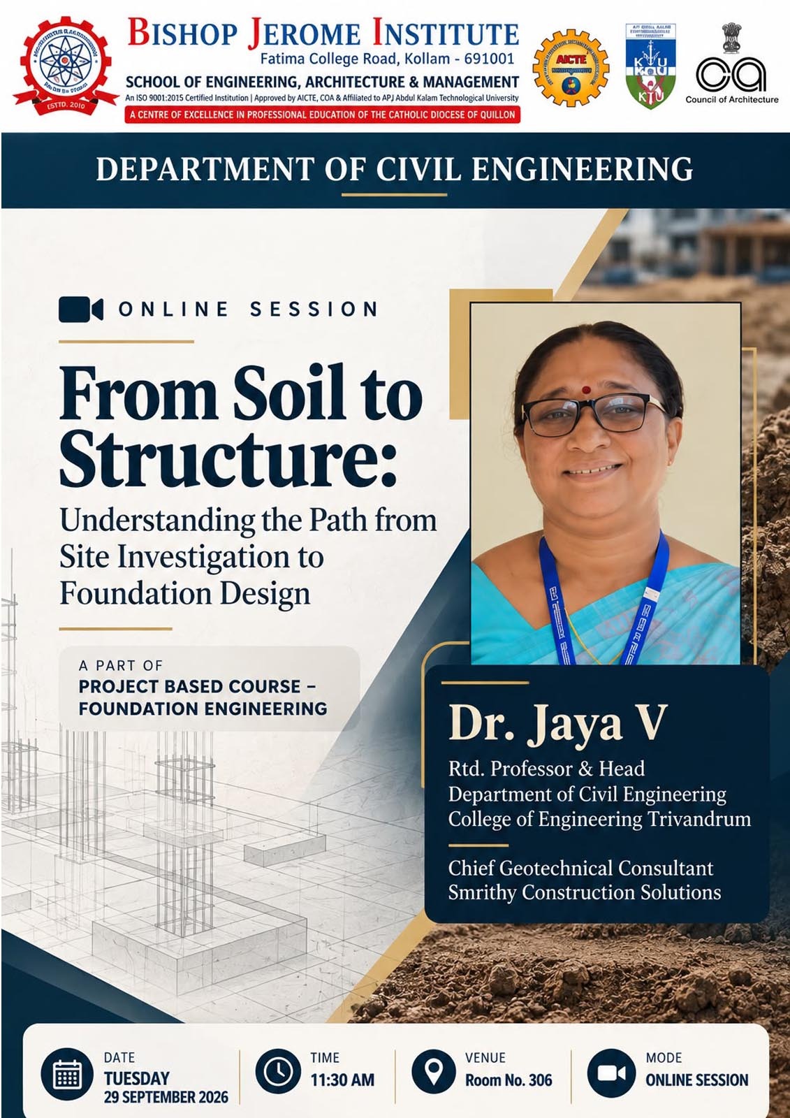 Department of Civil Engineering Hosts Online Expert Session: - From Soil to Structure