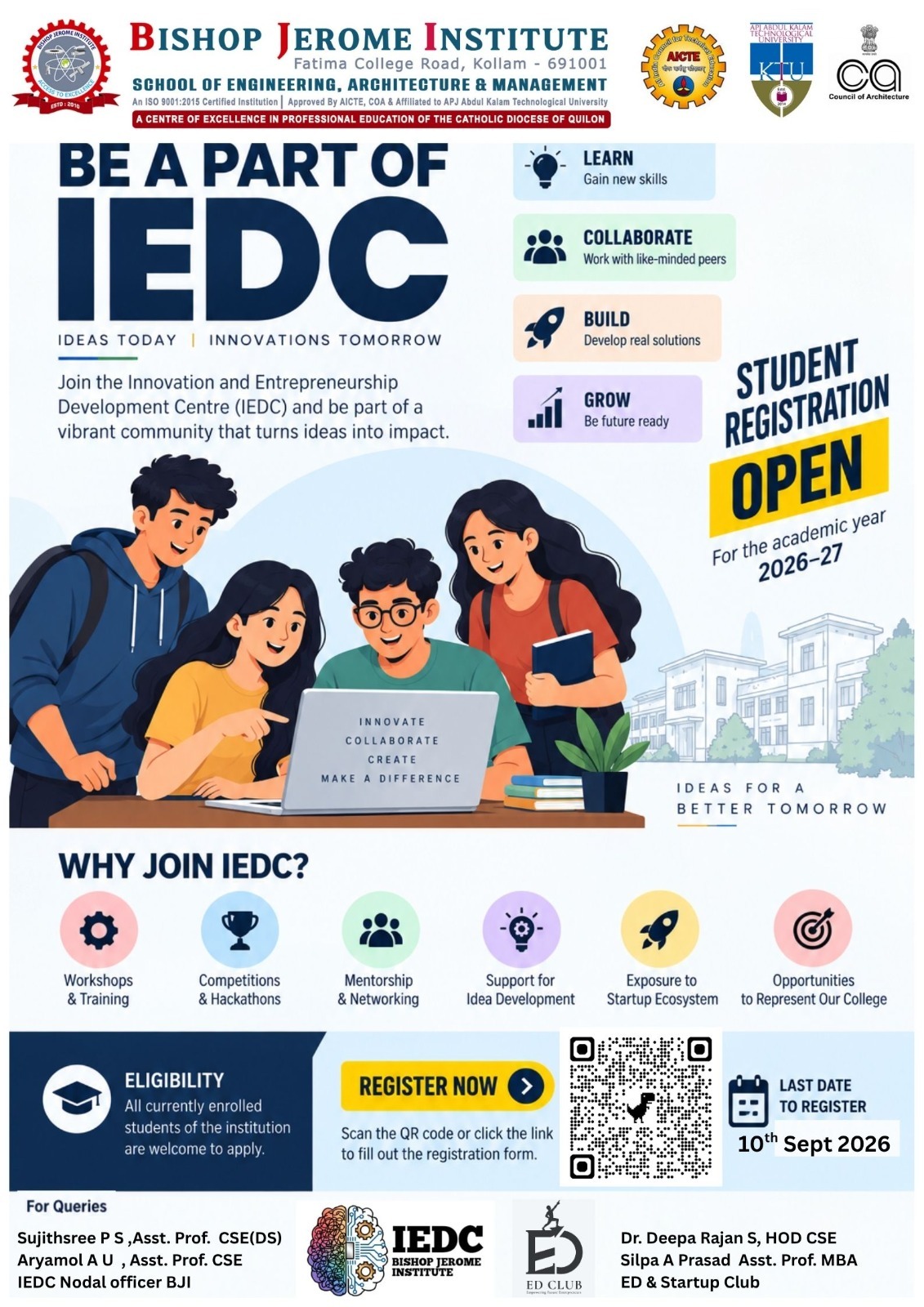 Turn Ideas into Impact: Join the Innovation and Entrepreneurship Development Centre (IEDC) at Bishop Jerome Institute!