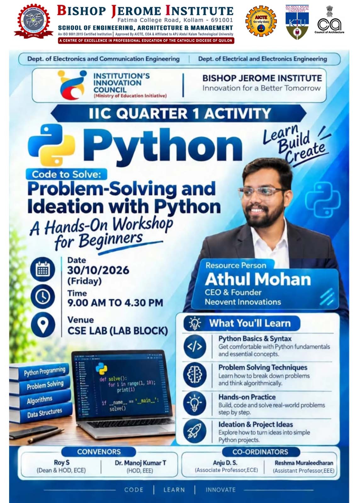 BJI Hosts -Code to Solve: Problem-Solving and Ideation with Python — A Hands-On Beginners Workshop